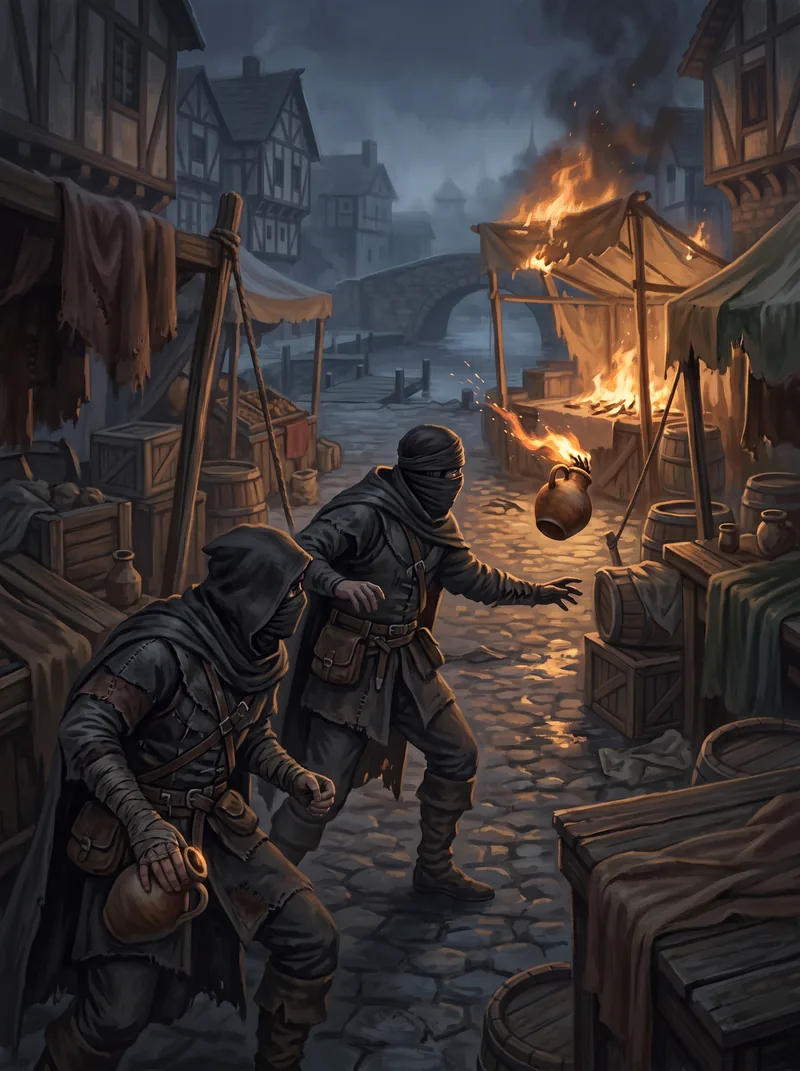 Market Square Arsonists (two, dark-clothed)
